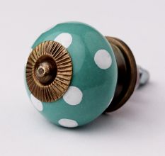Sea Green Dotted Ceramic Knob