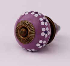 Purple Ceramic Floral Round Cabinet Knob