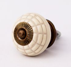 White Spider Net Etched  Ceramic Drawer Knobs