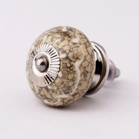White Crackle Wheel Ceramic Cabinet Knob