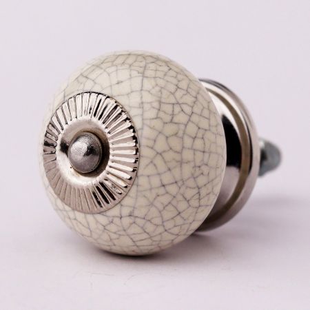 Cream Purple Crackle Dresser Knob