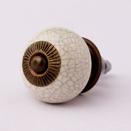 Cream Purple Crackle Dresser Knob