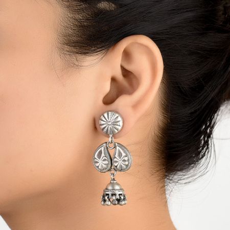 92.5 Sterling Silver Earrings Pure Earrings Jhumkies Ethnic Indian Jeweler