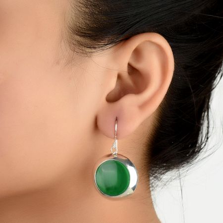 Fancy Malachite 92.5 Silver Earrings Hook Earrings