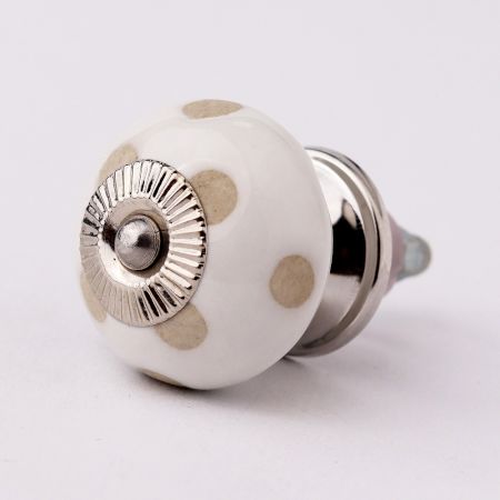 White Etched Ceramic Knob 45
