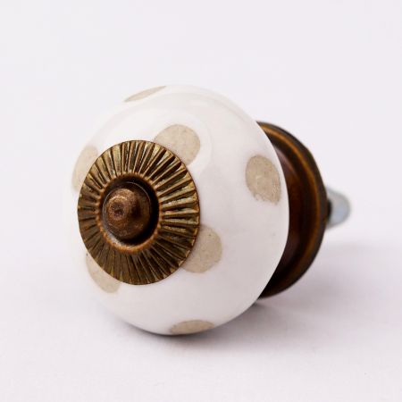 White Etched Ceramic Knob 45