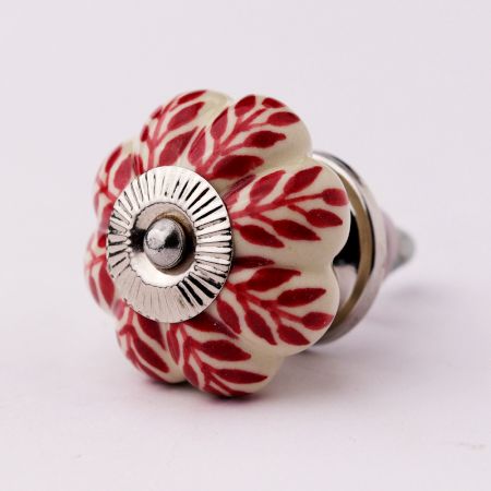 Old Pink Leaf Dresser Knob