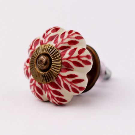 Old Pink Leaf Dresser Knob