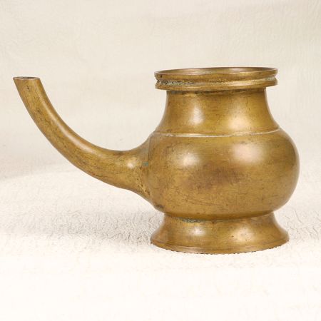 Brown Finish Handmade Holy Water Pot with Spout for Rituals