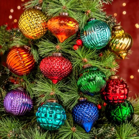 12 Pieces Modern Multicolor Coloured Glass Christmas Ornaments