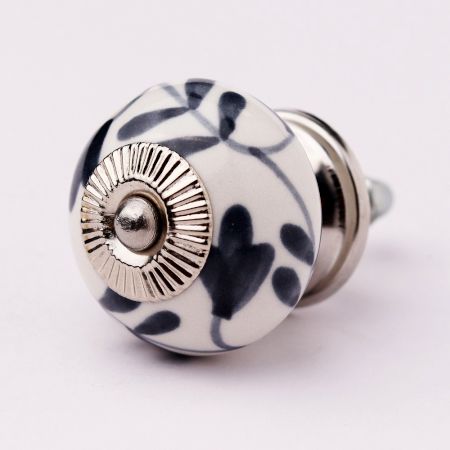 Grey Leaf Ceramic Knob (1)