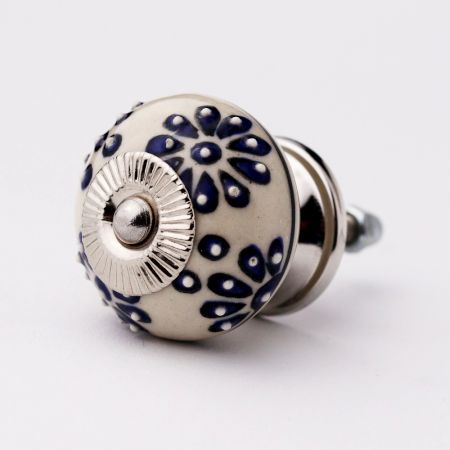 Navy Blue Flower Drawer Knob