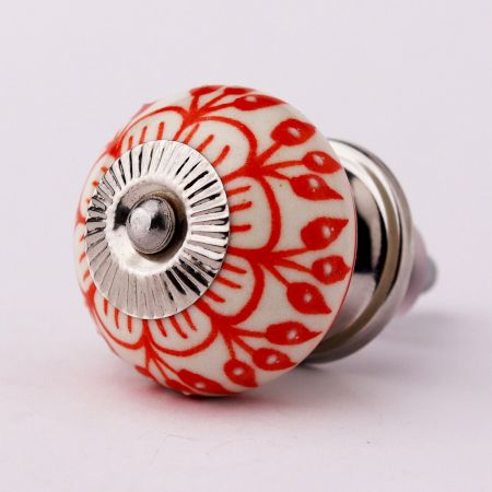 Orange Zinnia Flower Ceramic Knob