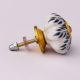 White Base Grey Leaf Ceramic Floral Melon Drawer Knob