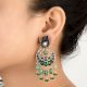 925 Sterling Silver Earrings Ethnic Green Stones Dangle Earrings