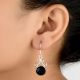 92.5 Sterling Silver Earrings Black Onyx Dangle and Drop Earrings