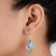 92.5 Sterling Silver Earrings Turquoise Dangle and Drop Earrings for Women