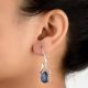 92.5 Sterling Silver Earrings Tear Drop Lapis Lazuli Wired Hook Earrings