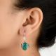 92.5  Sterling Silver Earrings Single Tear Drop  Single Jade Hook Earrings
