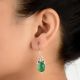 92.5 Sterling Silver Earring Green Onyx Dangle Earring