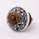 Black And White Floral Ceramic Dresser Knob