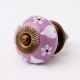 Purple Ceramic  Heart and Floral Cabinet Drawer Knobs