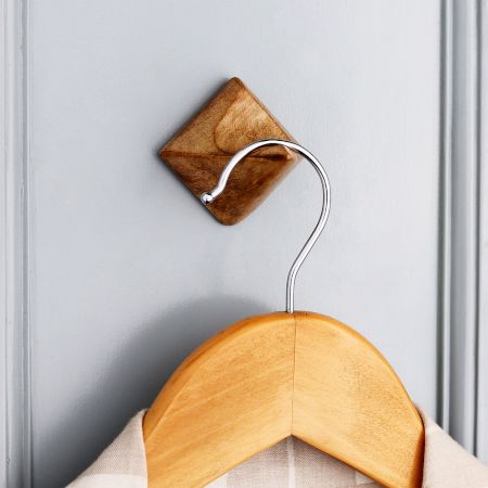 Modern Natural Pyramid Shape Wooden Adheshive Wall Hook