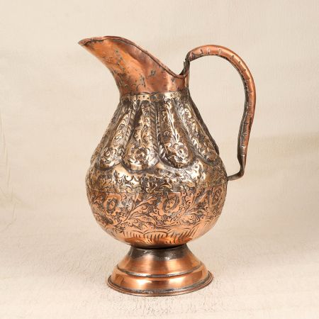 Vintage Handcrafted Copper Jug with Handle for Flower Decor