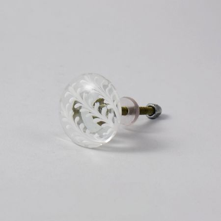 Modern Glass Clear Leaf Drawer Knob-6 Pieces