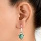 92.5 Sterling Silver Earrings Chrysoprase Drop Green Gem Stone