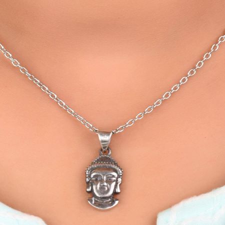 92.5 Sterling Silver Gautam Buddha Face Pendant For Men And Women
