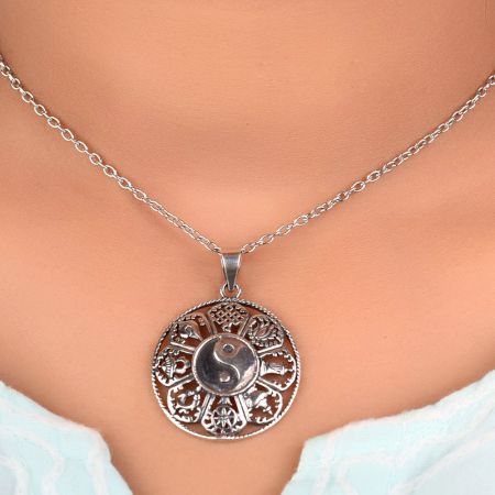 92.5 Sterling Silver Good Luck Pendant Feng Shui Amulet Charm