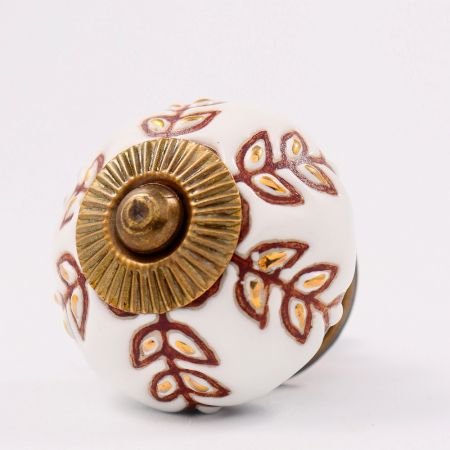 Brown Golden Decorative Leaf Drawer Knob-6 Pieces