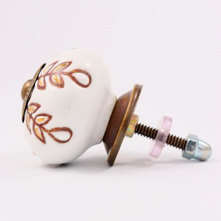 Brown Golden Decorative Leaf Drawer Knob-6 Pieces