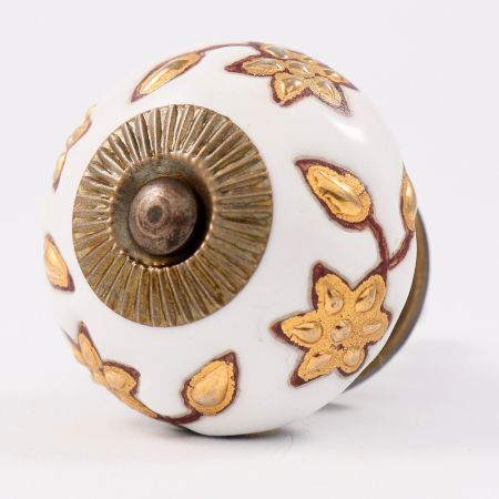 Brown Golden Modern Floral Cupboard Knob-6 Pieces