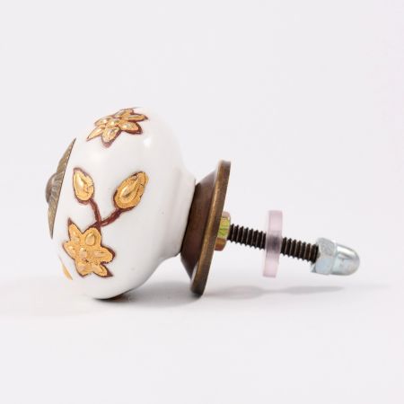 Brown Golden Modern Floral Cupboard Knob-6 Pieces