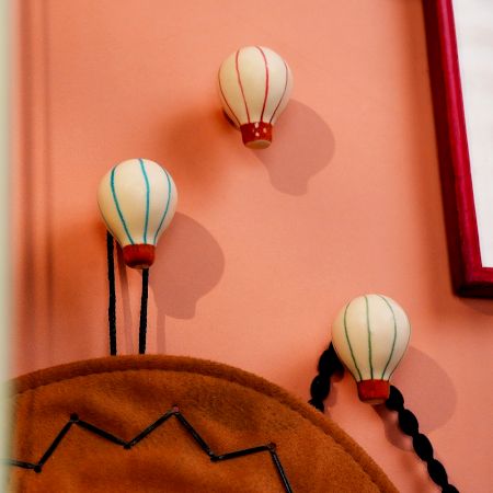 Multicolor Ceramic Hot Balloon Modern Kids Wall Hook-3 Pieces