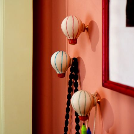 Multicolor Ceramic Hot Balloon Modern Kids Wall Hook-3 Pieces