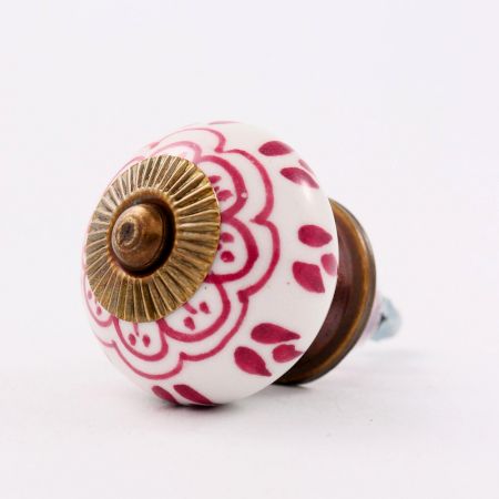 Dark Pink Flower Ceramic Knob