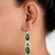 92.5 Sterling Silver Earrings Green Onyx Dangler Earrings