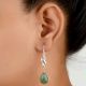 92.5 Sterling Silver Earrings Single Verde Aventurina Drop Hook Earring