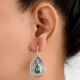 92.5 Sterling Silver Earrings Green Malachite Big Tear Drop Earings