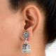 92.5 Silver Sterling Earrings  Ethnic Indian Floral Stud Jhumka Dangle Earrings