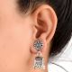 92.5 Sterling Silver Earrings Unusual Shape Floral Stud  Traditional Jhumkies