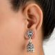 92.5 Solid Sterling Silver Earring Oxidize Rose Flower Design Jhumka Earring