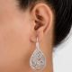 92.5 Sterling Silver Filigree  Teardrop Earrings In Traditional Style