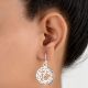 92.5 Sterling Silver Round Filigree Om Drop Earrings