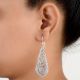 Long 92.5 Sterling Silver Filigree Earrings Bridal Wear