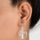 92.5 Sterling Silver Earrings Round Tree Of Life Drop Earrings
