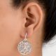 92.5 Sterling Silver Earrings Scrolled Engraved Circle Drop Earrings